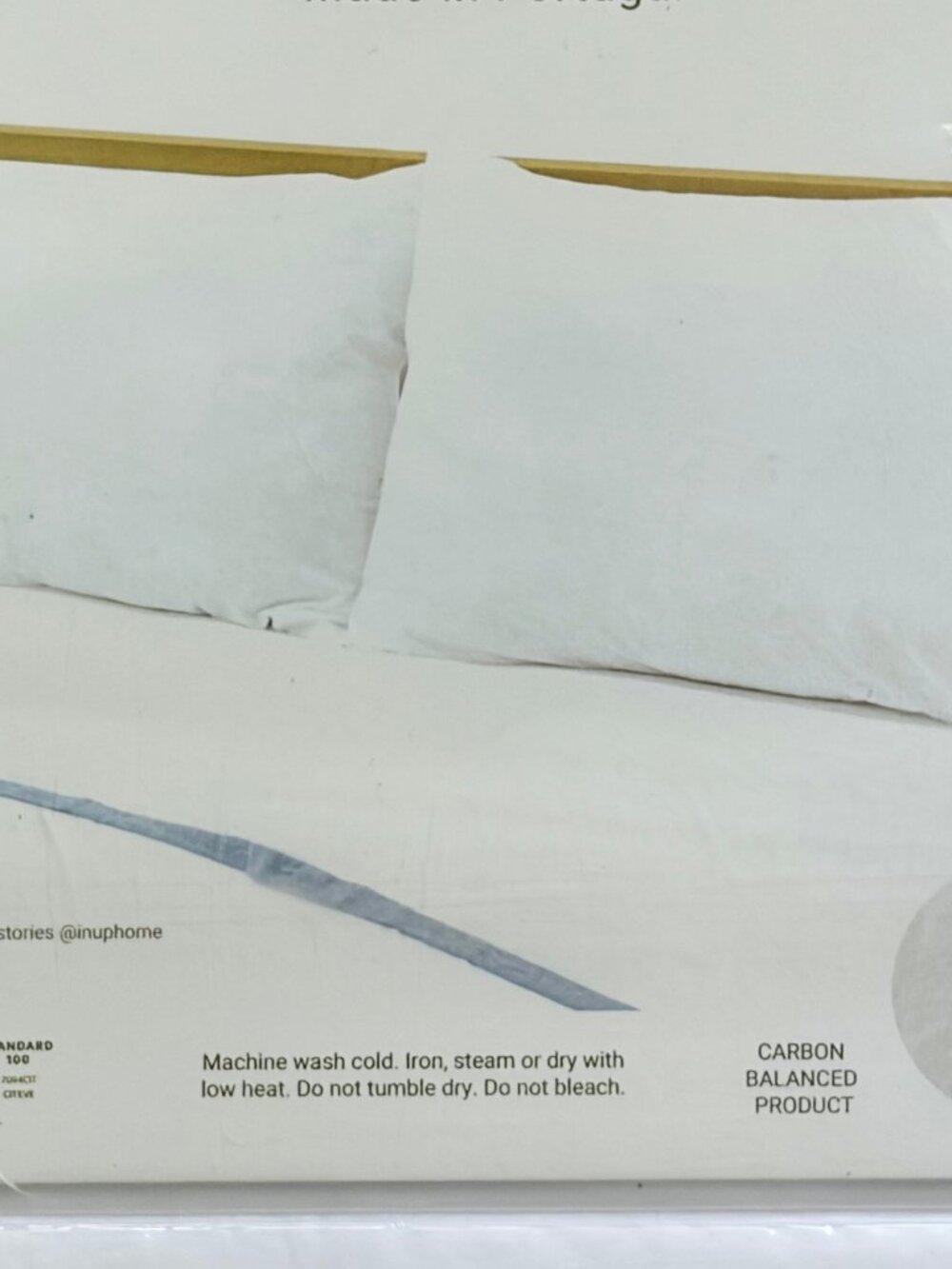 INUP HOME Queen Size Washed Cotton Percale Sheet Set (With Blue Gray Band) - Picture 4 of 8